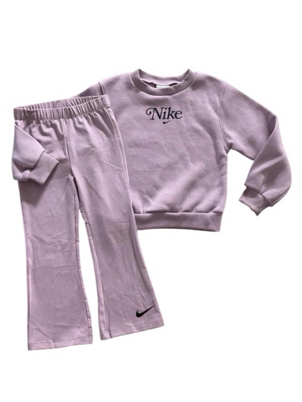 Nike 2 Piece Set Crewneck Sweatshirt & Flare Pants Girls Size 4T Plum Fog NWT
